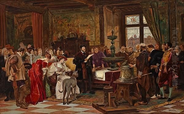 Ferdinand I And His Artists Oil Painting by Wenzel Brozik