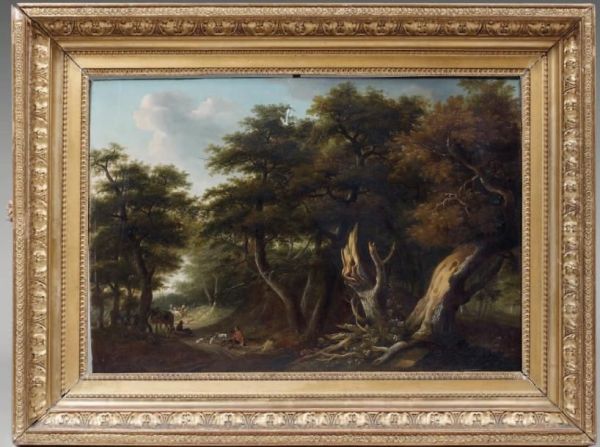 Sous-bois Et Chasseurs Oil Painting by Lazare Bruandet