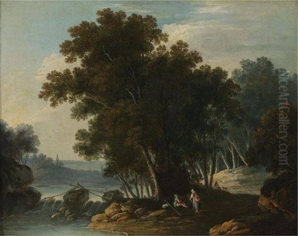 Travelers Resting By A Stream Oil Painting by Lazare Bruandet