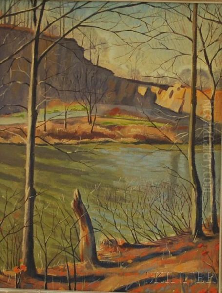 River Through A Canyon Oil Painting by Edward Bruce