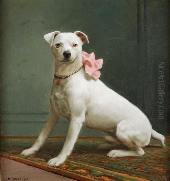 English White Terrier Oil Painting by William Bruce