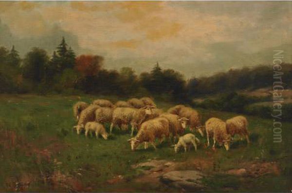 Landscape With Sheep Oil Painting by William Blair Bruce