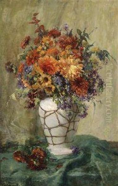 Summer Flowersin A Vase Oil Painting by Hermina Bruck