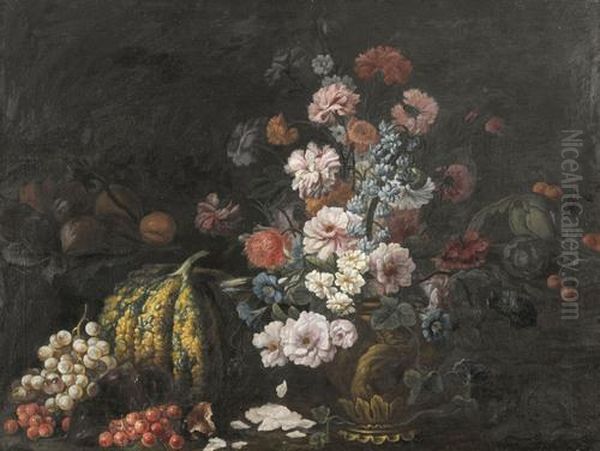 Prachtiges Stillleben Mit Fruchten Und Blumen Oil Painting by Abraham Brueghel