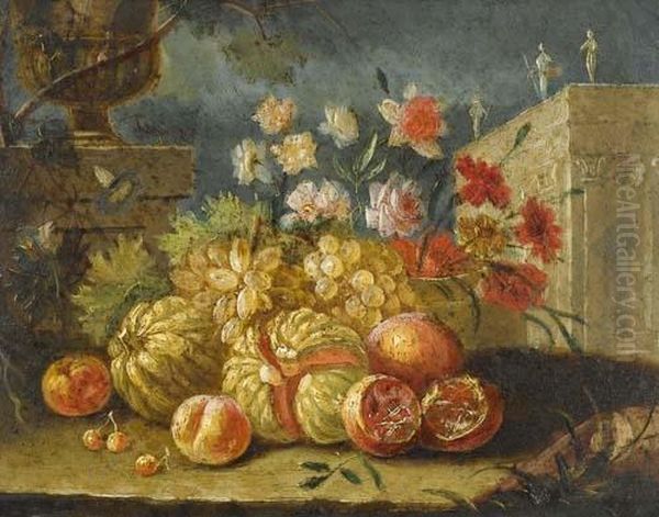 Stilleben Mit Fruchten Und Blumen. Oil Painting by Jan Baptist Brueghel