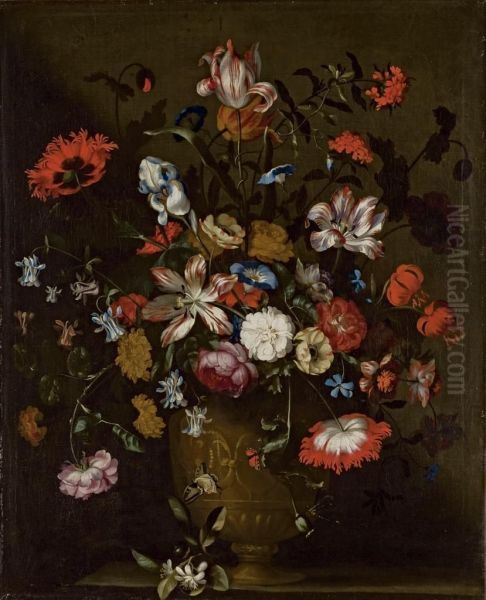 Tulipes, Iris, Roses, Volubilis Et Autres Fleurs Dans Un Vase Oil Painting by Jan Peeter Brueghel