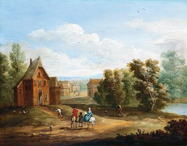 Cavalieri Sul Limitare Del Villaggio Oil Painting by Jan Peeter Brueghel