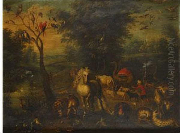 Noe Conduciendo A Los Animales Al Arca Oil Painting by Jan Brueghel Le Vieux