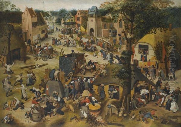 A Performance Of The Farce Een Cluyte Van Plaeyerwater At A
Village Kermesse Oil Painting by Pieter The Elder Brueghel