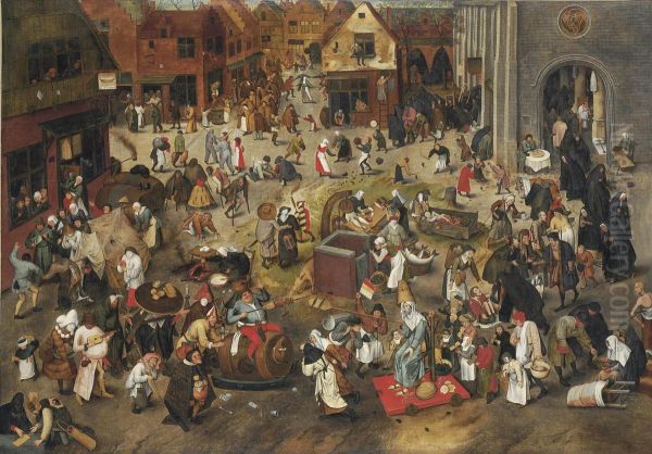 The Battle Between Carnival And Lent Oil Painting by Pieter The Younger Brueghel