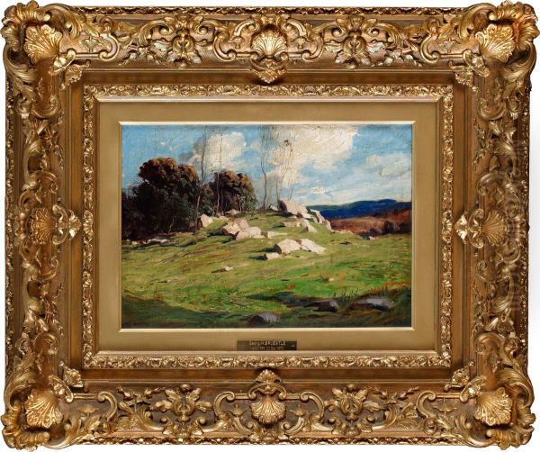 A Stony Hillside Oil Painting by George Matthew Bruestle