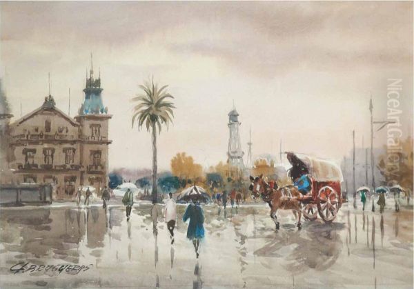 Dia De Lluvia Oil Painting by E. Brugueras