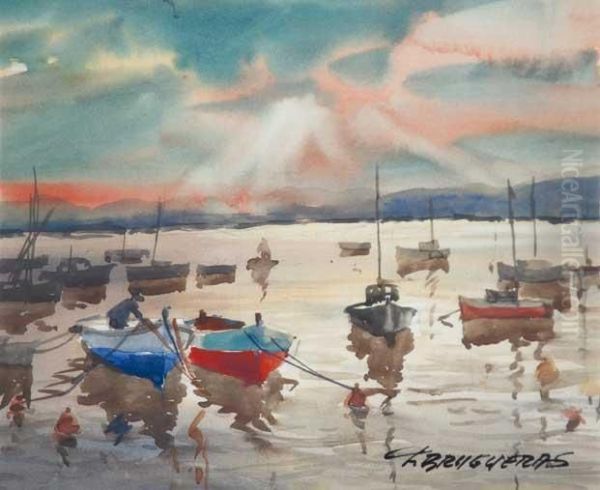 Barcas Oil Painting by E. Brugueras