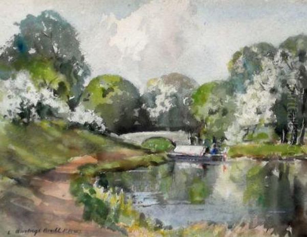 The Grand Union Canal At Watford Oil Painting by Louis Burleigh Bruhl