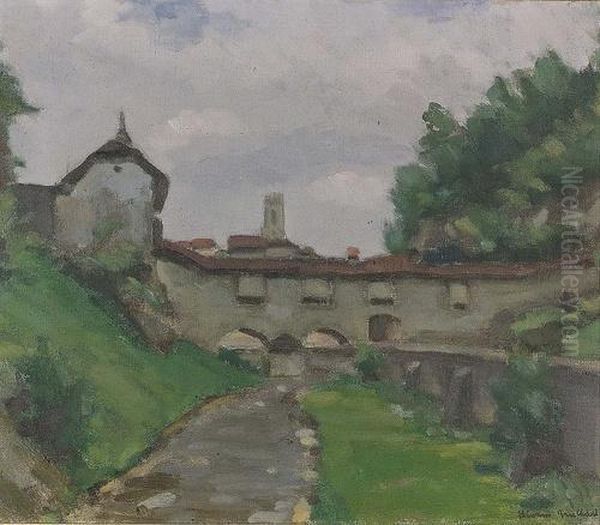 Stadtmauer Von Fribourg. by Ernest Hiram Brulhard