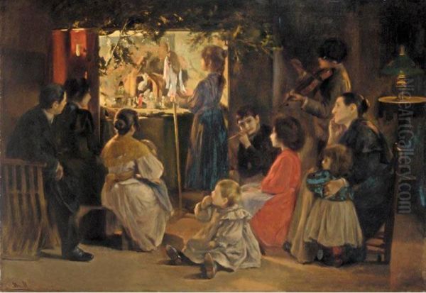 El Pesebre (the Nativity Scene) Oil Painting by Juan Brull Vinyoles