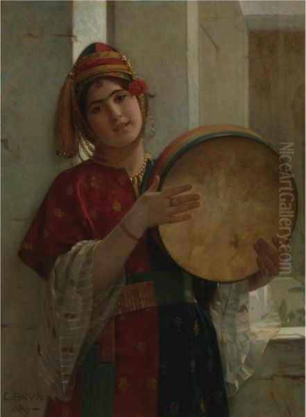 The Tambourine Player Oil Painting by Guillaume Charles Le Brun