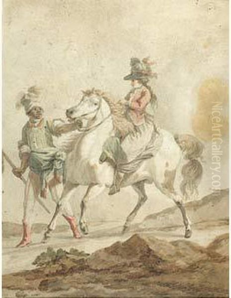 Cavaliere Et Son Page Noir Oil Painting by Louis Auguste Brun De Versoix