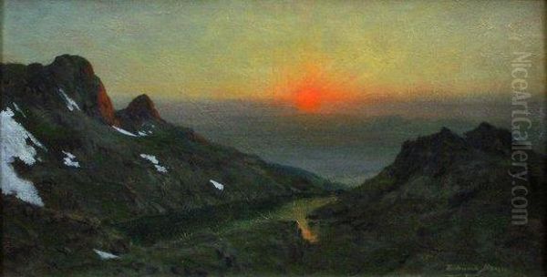 Lever De Soleil Dans Le Jura Oil Painting by Edouard Brun