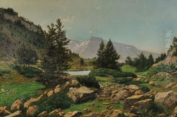 Le Lac Achard Oil Painting by Edouard Brun