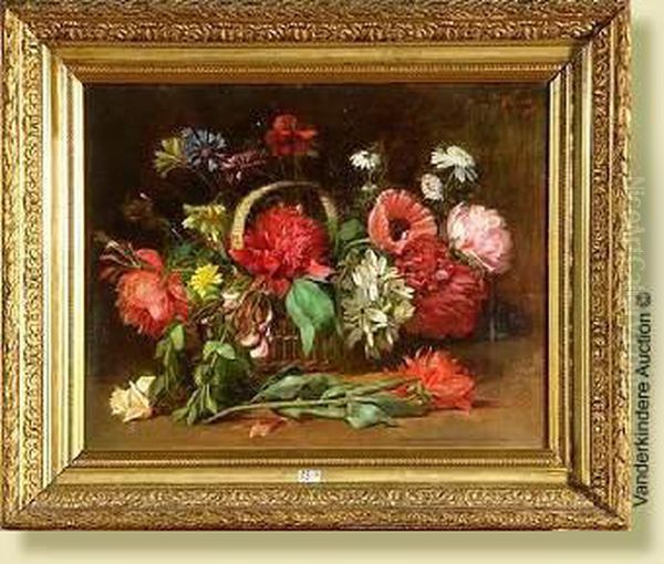 Panier De Fleurs Oil Painting by Joseph Brunard