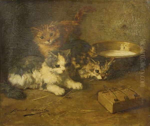 Les Chatons Oil Painting by Alphonse de Neuville