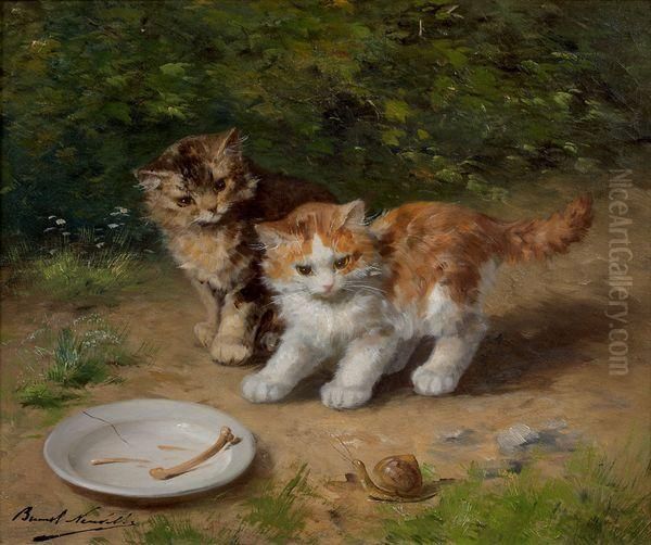 Chatons Et Escargot Oil Painting by Alphonse de Neuville