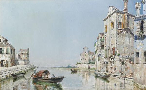 A Sunny Day, Venice Oil Painting by Francois Brunery