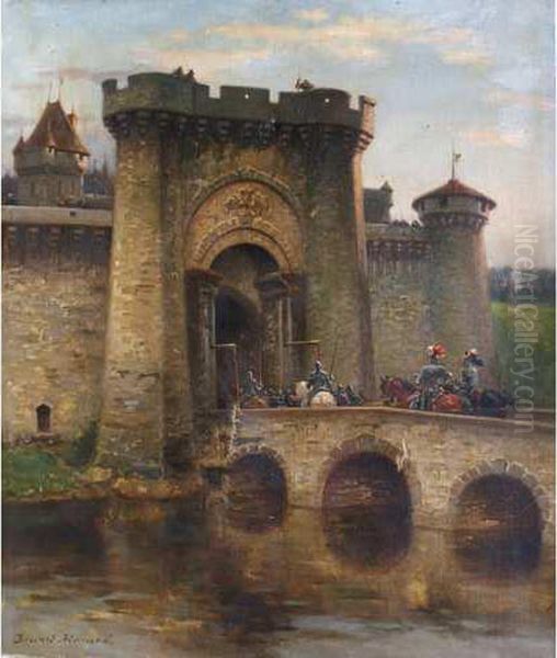 L'entree Dans La Forteresse Medievale Oil Painting by Pierre Auguste Brunet-Houard