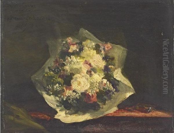 Bouquet De Fleurs Oil Painting by Henri Emile Brunner-Lacoste