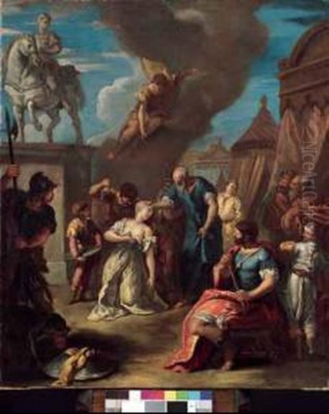 Sacrificio Di Polissena Oil Painting by Girolamo Brusaferro