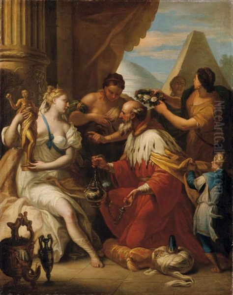 Salomone Idolatra Oil Painting by Girolamo Brusaferro