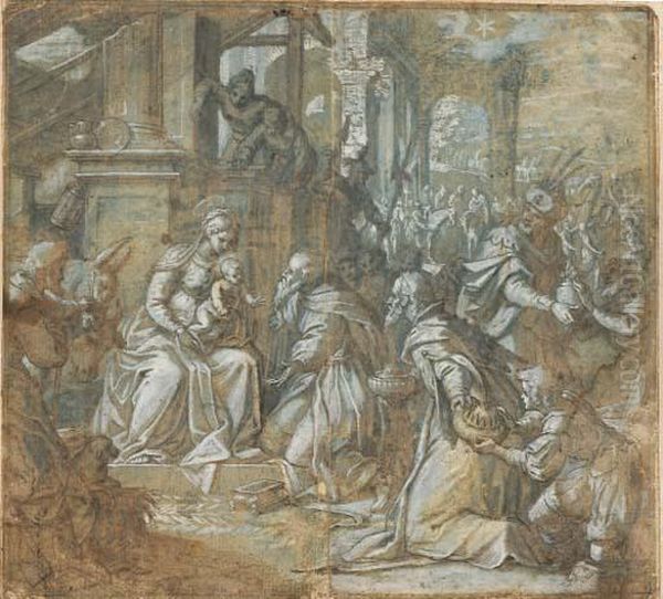 The Adoration Of The Magi Oil Painting by Domenico Riccio Brusasorzi