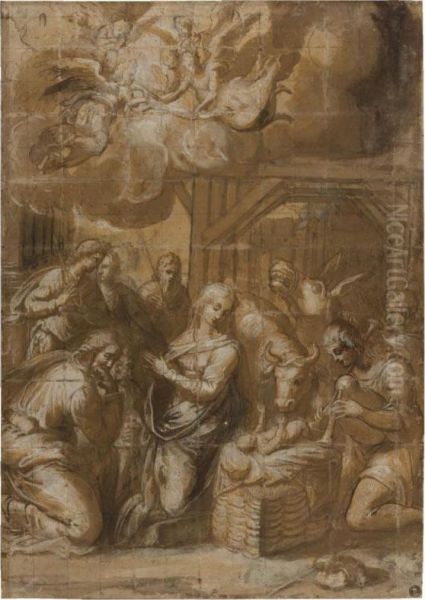 The Adoration Of The Shepherds Oil Painting by Domenico Brusasorzi