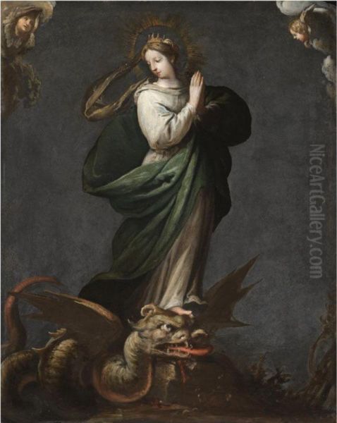 Saint Margaret Of Antioch Oil Painting by Domenico Brusasorzi