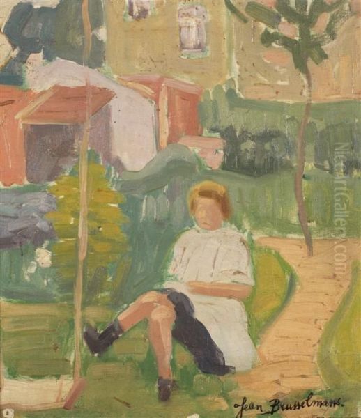 Femme Assise Dans Un Jardin Oil Painting by Jean Brusselmans