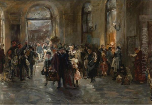 At The Station Oil Painting by Ferdinand Brutt