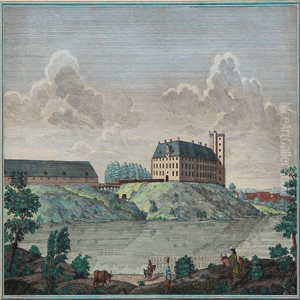 Prospect Af Det Kongel. 
Slott Ved Codingen Oil Painting by Johan Jacob Bruun