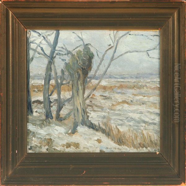 Winter Landscape With Bare Trees Oil Painting by Sven Bruun