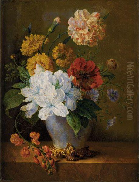 Vase De Fleurs Oil Painting by Elise Lebarbier Bruyere