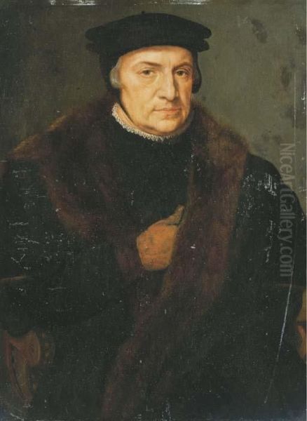 Portrait D'homme Au Manteau De Fourrure Oil Painting by Barthel Bruyn