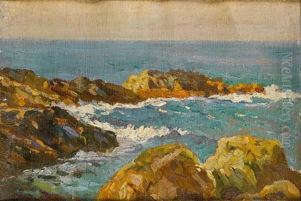 Rocky Coastline Oil Painting by Charles David Jones Bryant