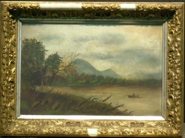 Boater On Rangely Lake, Western Maine Oil Painting by C.L.F. Bryant