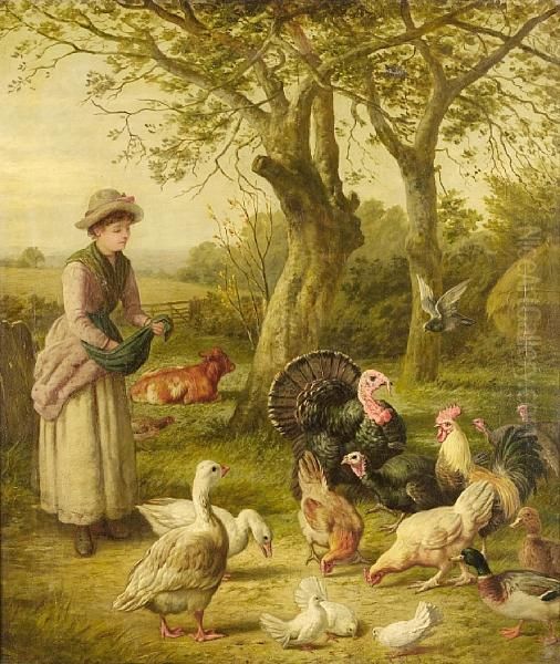 Feeding Time Oil Painting by Henry Charles Bryant