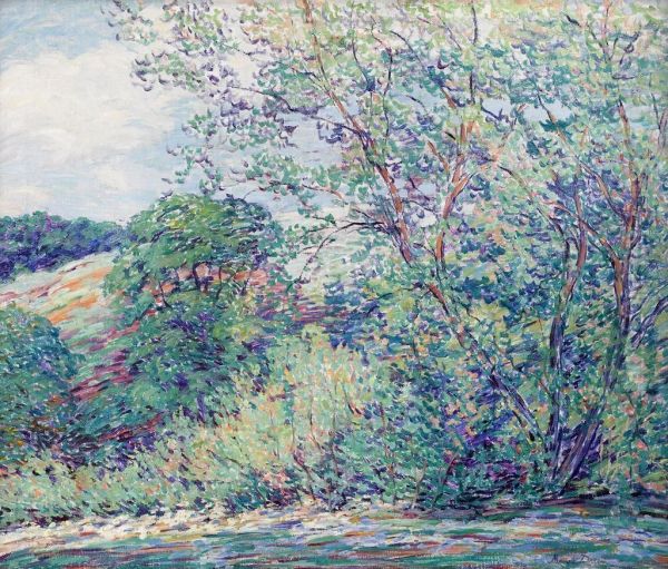 Trees By A River, Summer's Day Oil Painting by Maude Drein Bryant