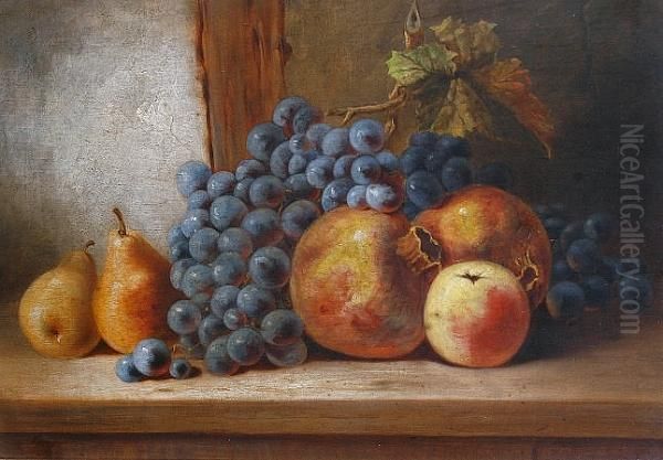 Still Life Of Grapes And Other Fruit, A Pair Oil Painting by Robert Brydall