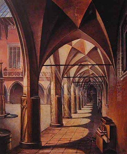 Kruzganek Collegium Maius W Krakowie, 1887 R. Oil Painting by Stanislaw Bryniarski