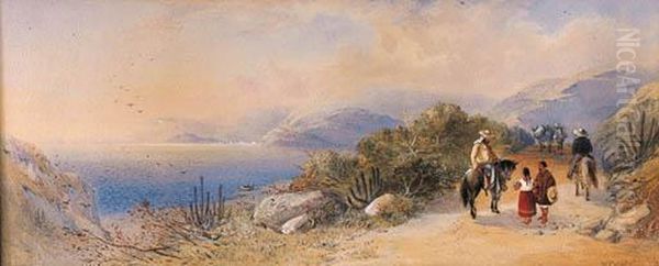 Lake Texcoco, With A Distant View Of The City Of Mexico by William Cross Buchanan