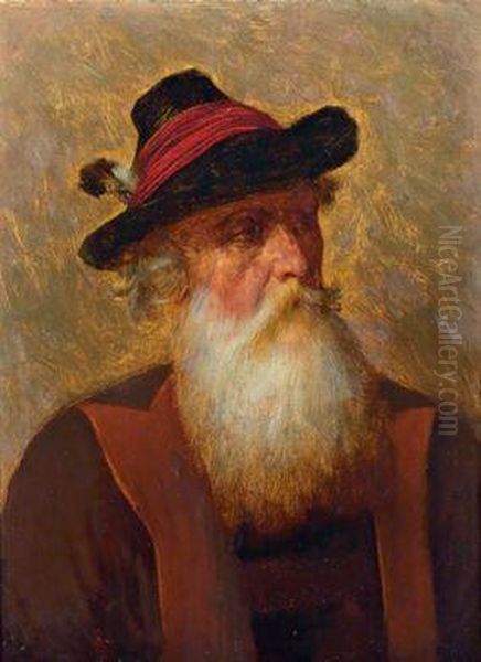 Portraiteines Bauern Oil Painting by Josef Bche