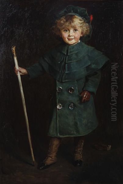 Portrait Of A Young Boy In Green Coat Oil Painting by Charles A. Buchel